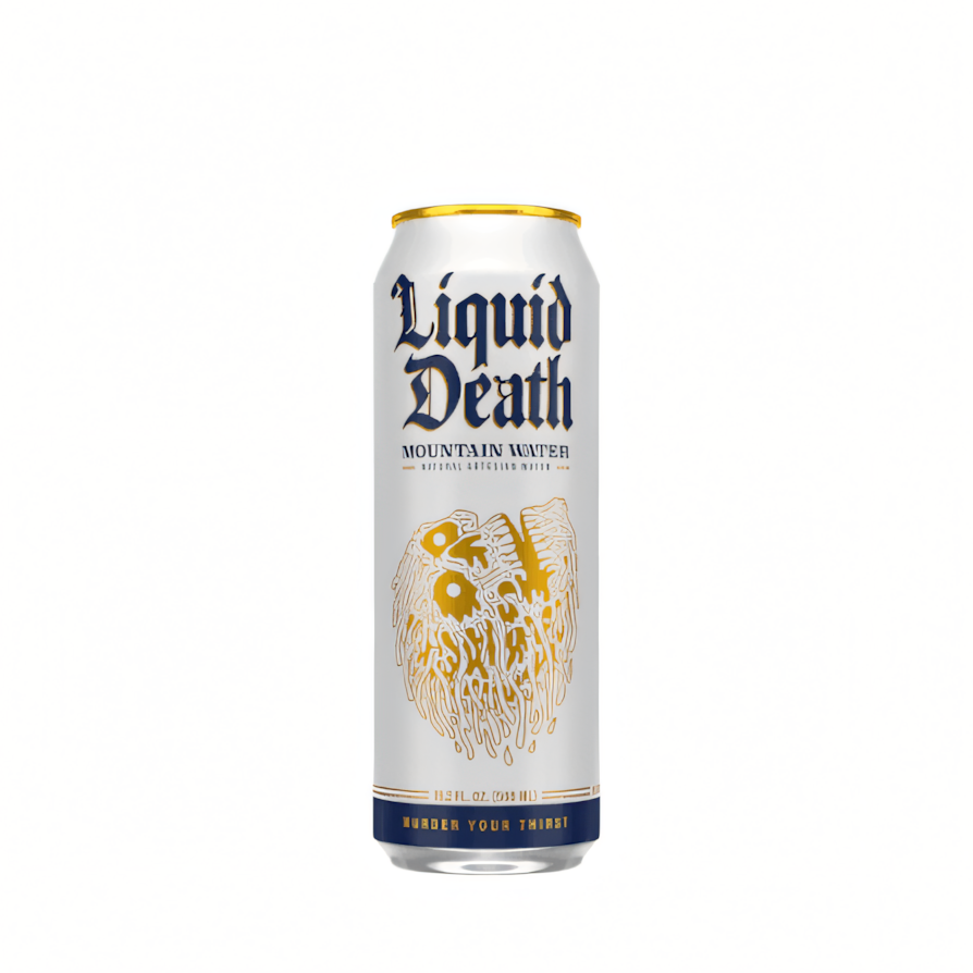 Alternate Liquid Death can asset on a white background