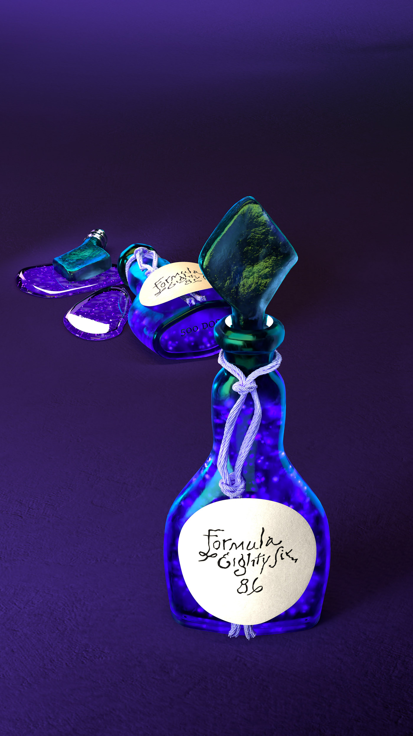 Formula 86 bottles arranged in a vertical purple product composition