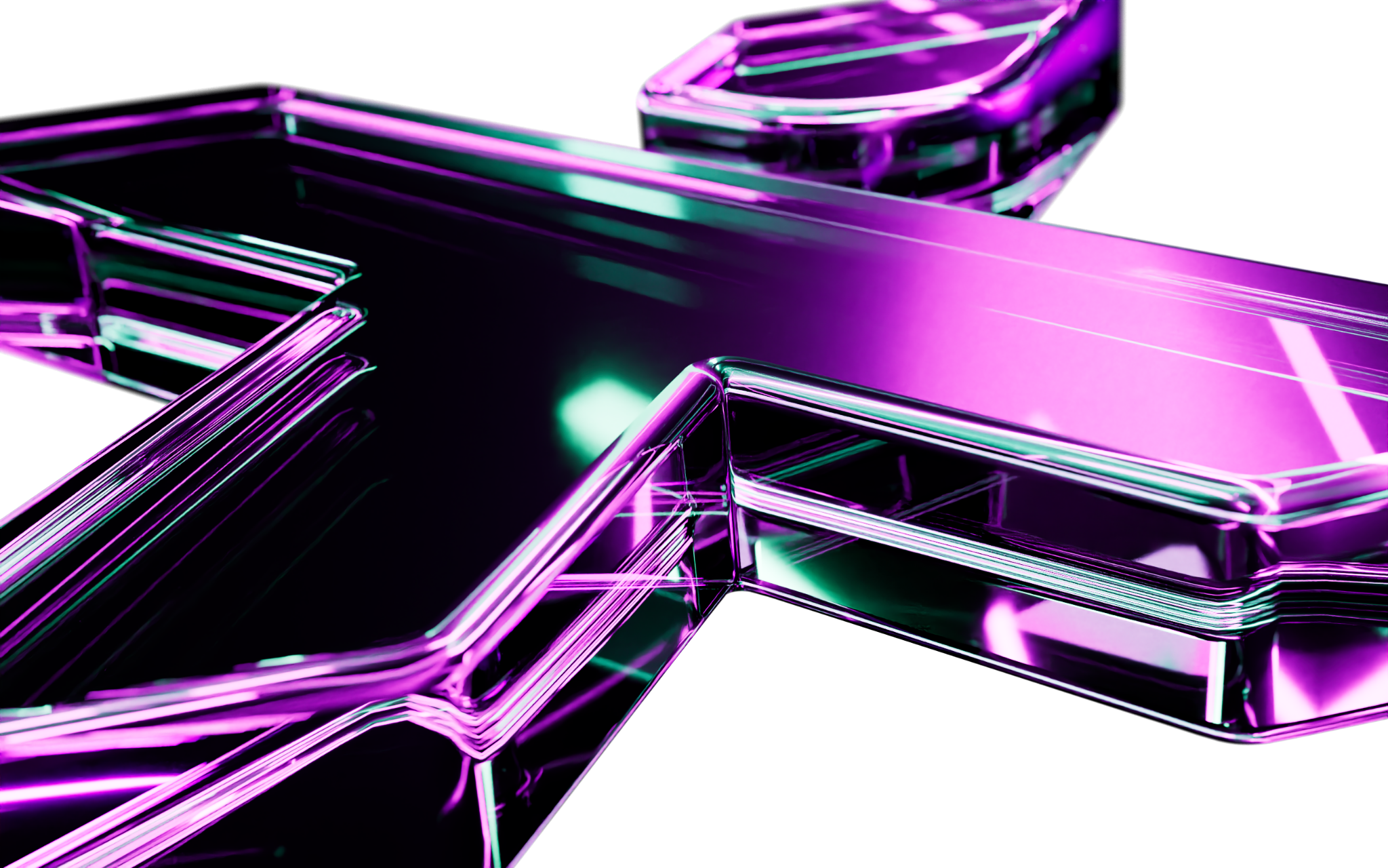 Close-up RGX render with magenta and cyan lighting